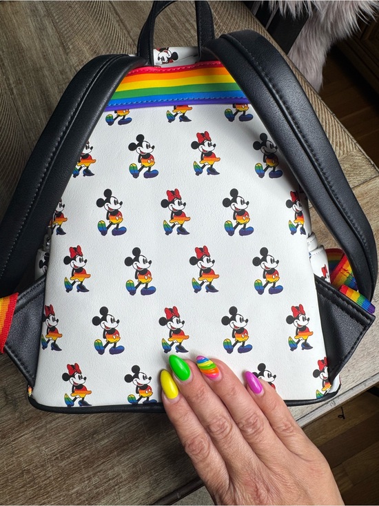 Loungefly White Rainbow Mickey & Minnie Mini Backpack main image 4